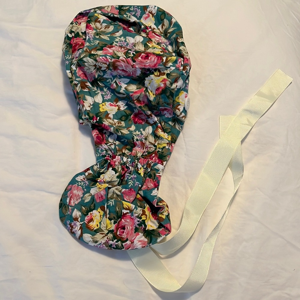 surgical cap green floral